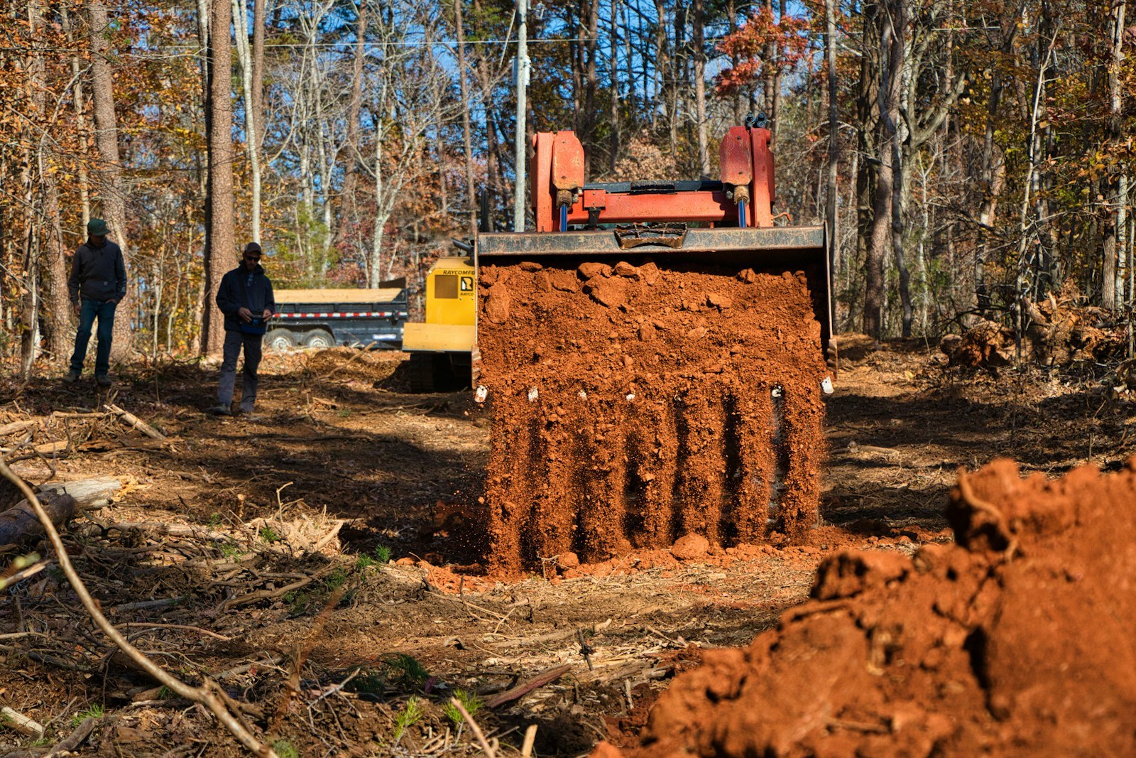 Heavy equipment at an earthmoving work site